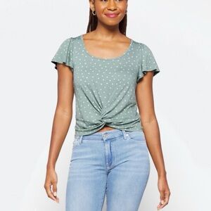 Lush Sage Polka Dot Short Sleeve Top